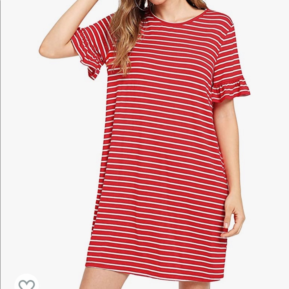 Red and white striped tshirt dress